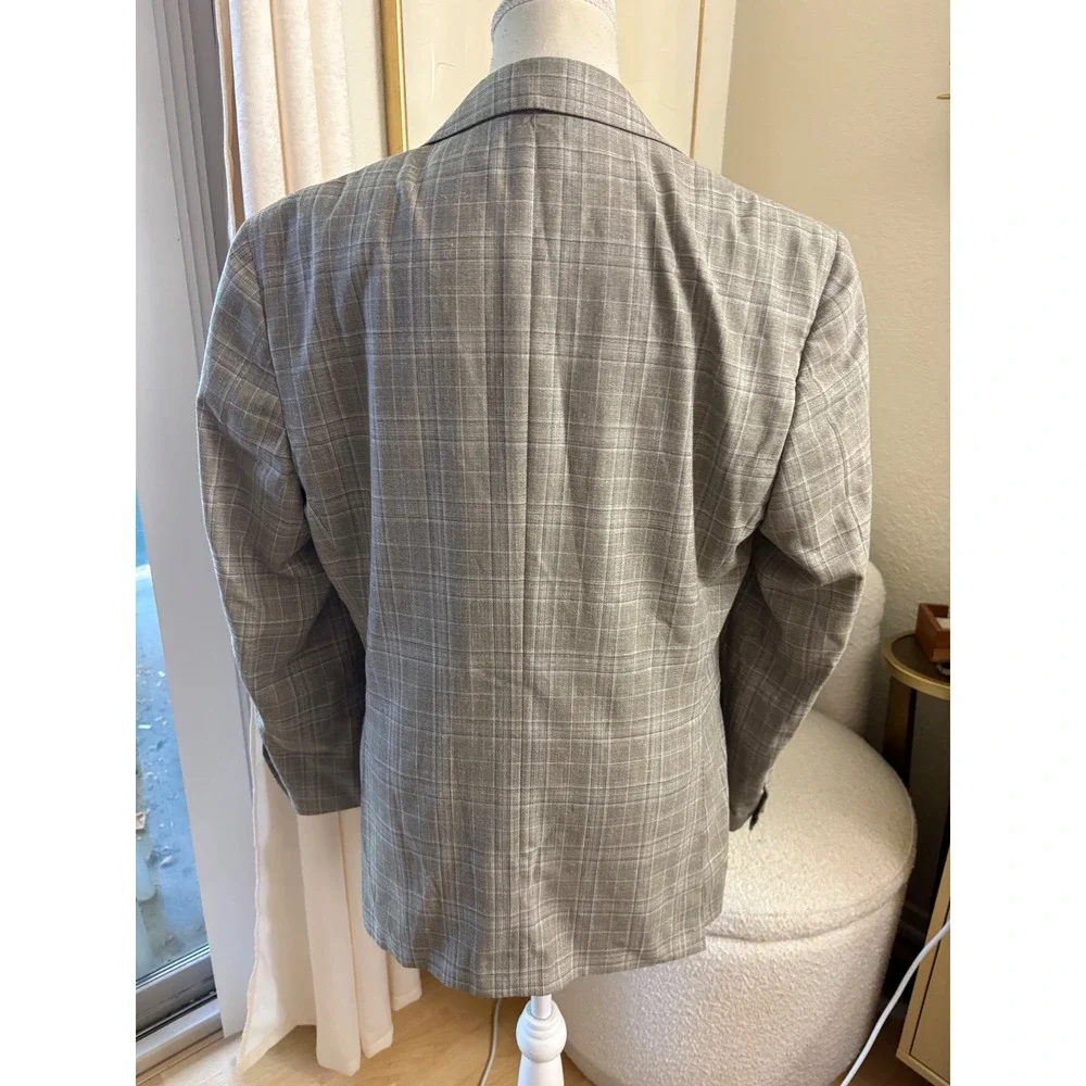 Canali Travel Plaid Blazer Mens Size 48 Wool Silk Linen Blend Sport Italy